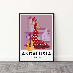 Andalusia Travel Poster | Spain Travel Poster | Flamenco Wall Art I Vintage Travel Poster