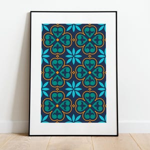 Islamic Tiles Wall Art | Spanish Tiles Poster | Moroccan Moorish Art | Islamic Gift