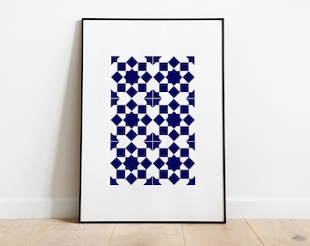 Impression d'art géométrique islamique minimaliste | Décoration d'intérieur Arabesque