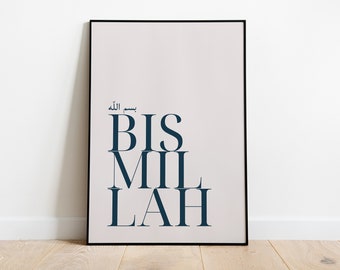 Islamic Wall Art | Bismillah | Arabic Calligraphy Poster Print | Islamic Gift