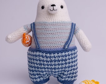 Oso polar de ganchillo, oso de ganchillo, animal de ganchillo, oso de Horacio, peluche de peluche, amigurumi, oso hecho a mano, peluche, regalo para niños.