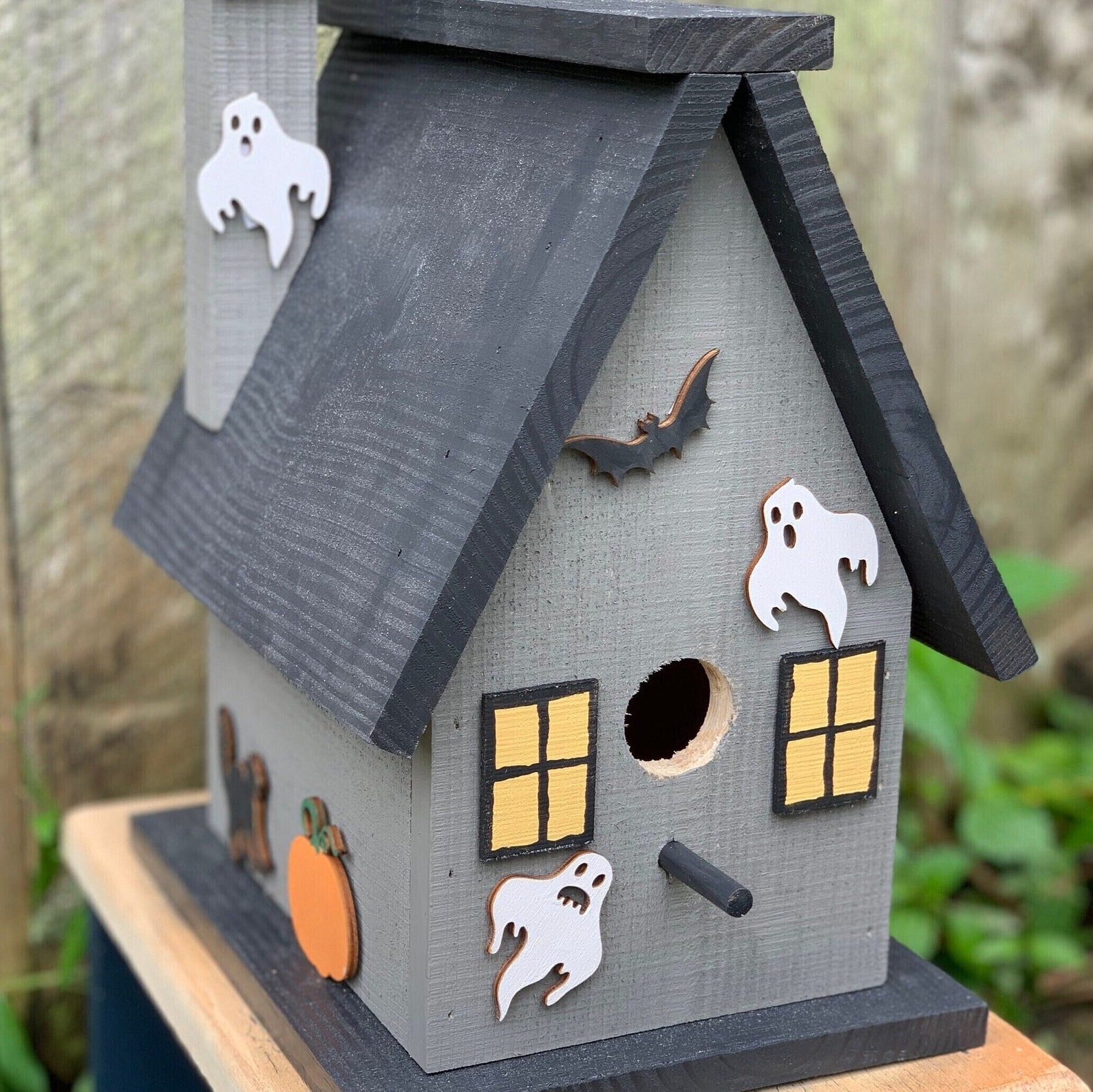 Spooky Halloween Birdhouse. Ghost house. Handmade Halloween Etsy
