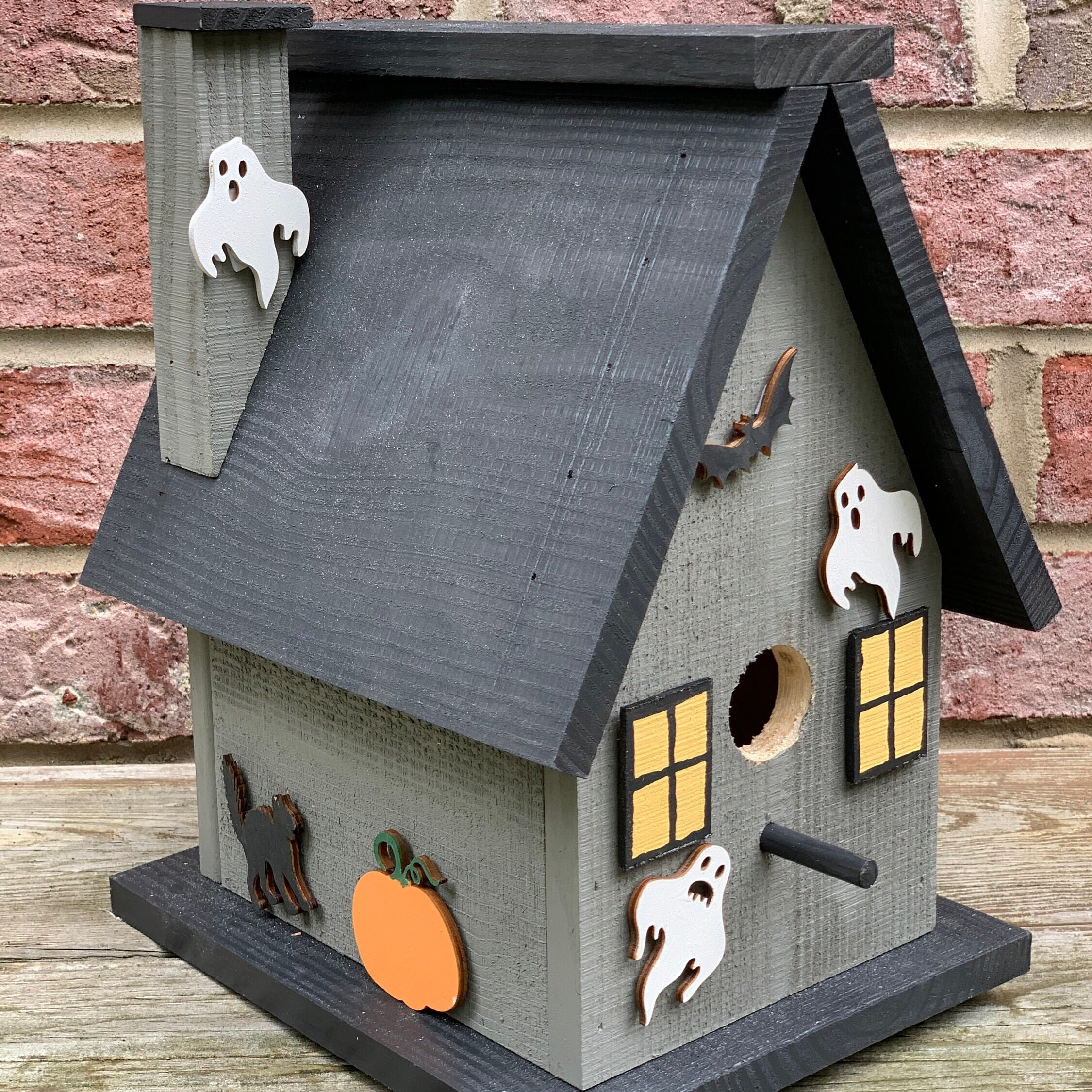 Spooky Halloween Birdhouse. Ghost house. Handmade Halloween Etsy