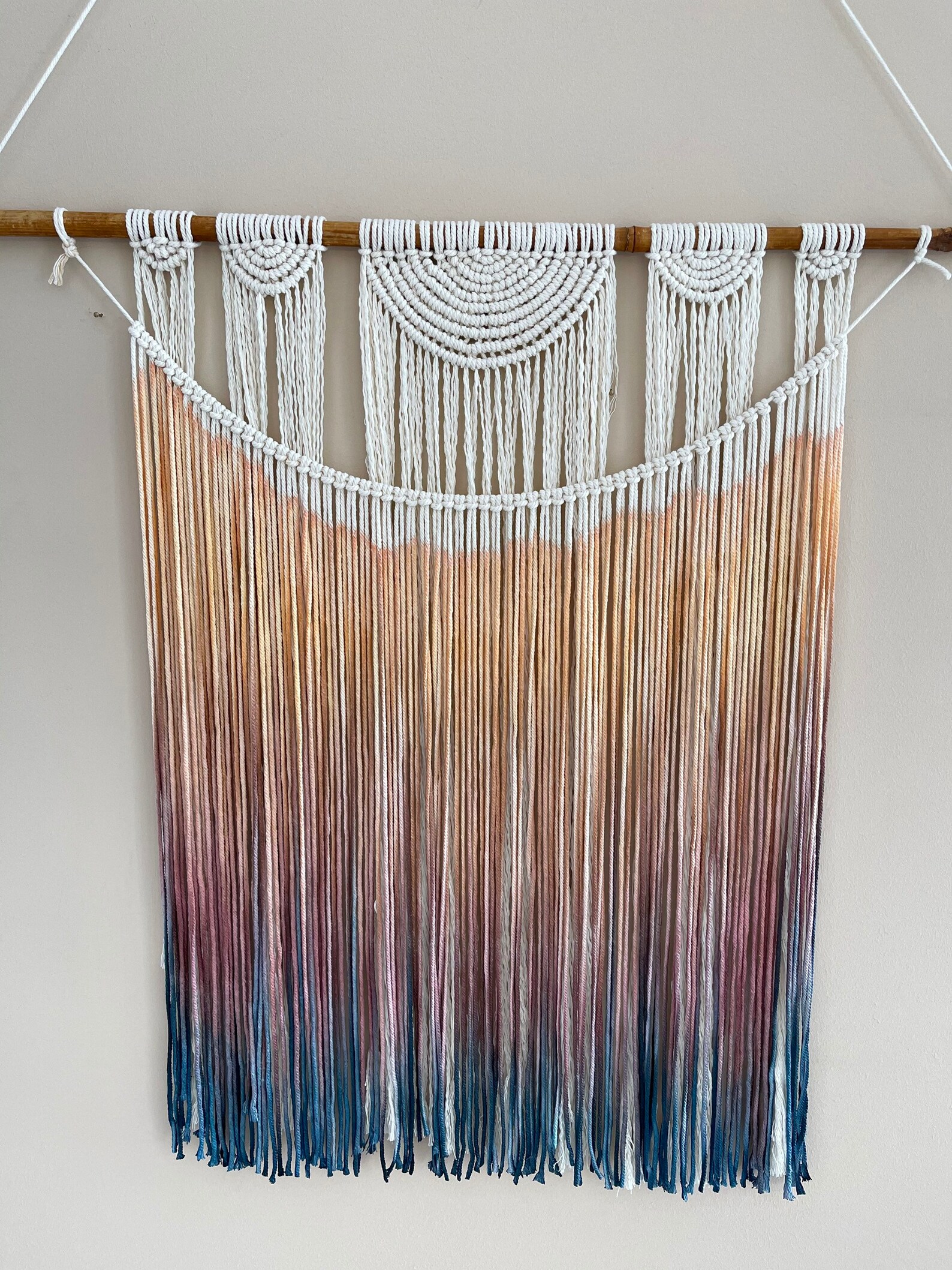 Macramé wall hanging colorful colored gradient dip dyed Etsy