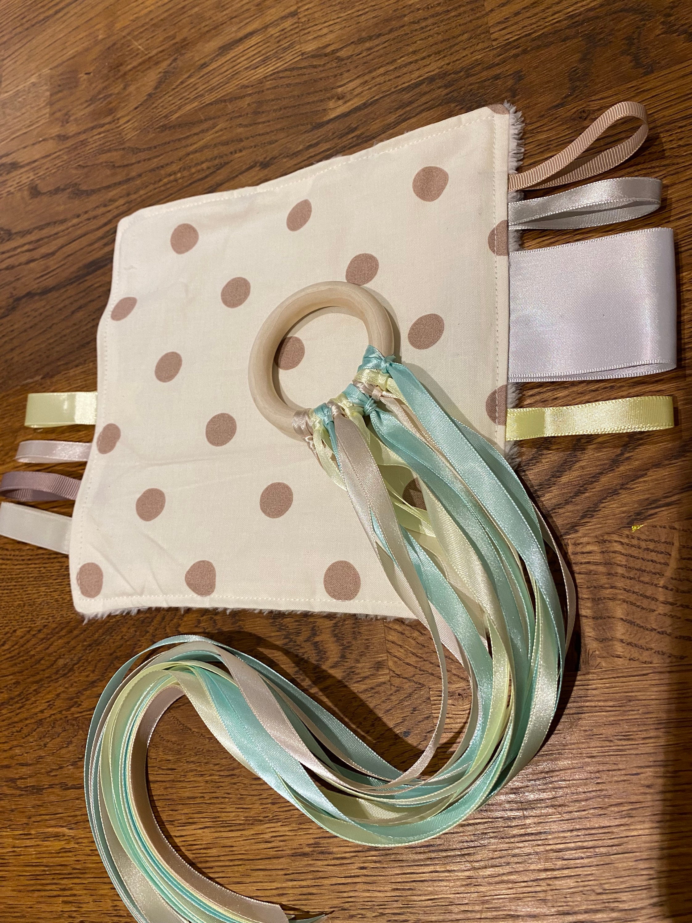 Taggie Blanket and sensory ribbons gift set swipe for pattern Etsy