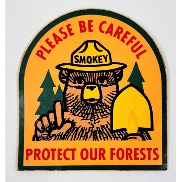 Smokey the Bear Be Careful Protect Our Forest from Fires Vintage 4" Stickers