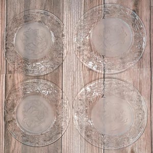 Princess House Fantasia Lead Crystal 6 1/8" Clear Glass Bread Plates Set 4