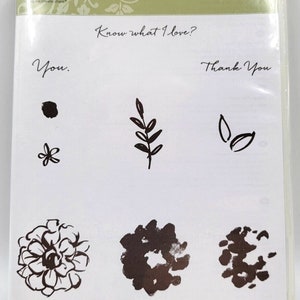 Stampin Up O que eu amo Flor Floral Obrigado 10 carimbos de tinta transparente L0322