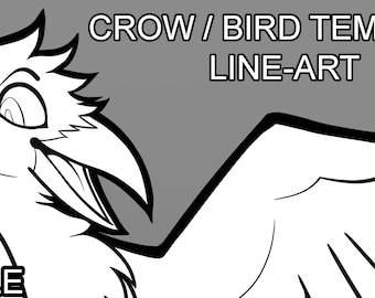 Crow / Bird -- Recolorable Lineart / Ref sheet template base