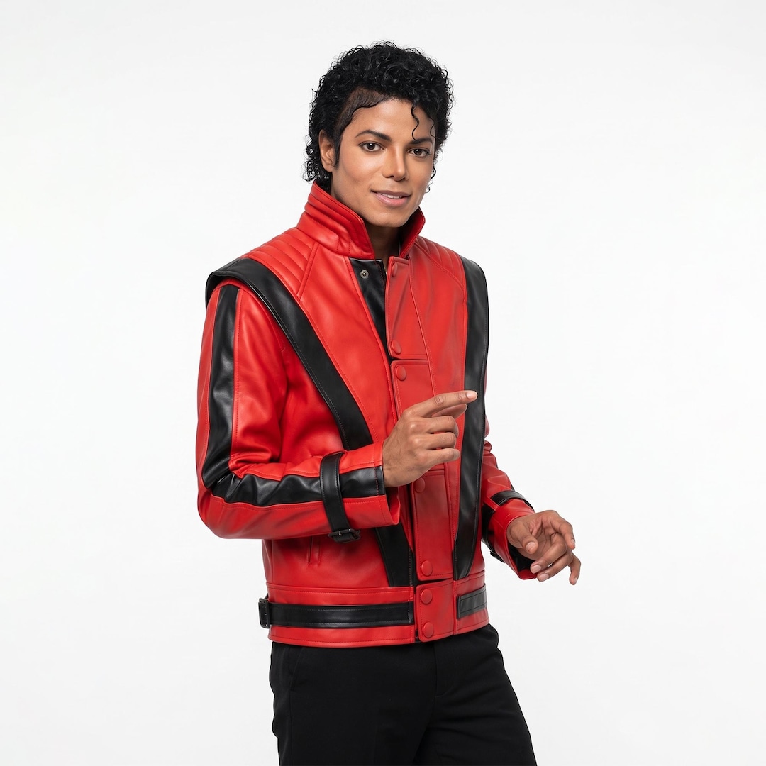 Michael Jackson Thriller Handmade Genuine Leather Cosplay Red