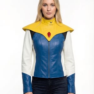 Op verzending geïnspireerde jas blonde blazer geïnspireerde jas - op verzending geïnspireerde leren jas - game geïnspireerde cosplay jas - casual streatwear jas