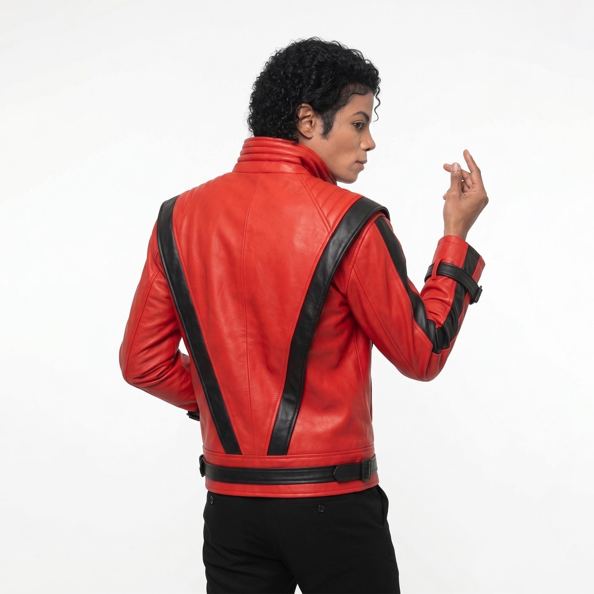 Michael Jackson Thriller Handmade Genuine Leather Cosplay Red