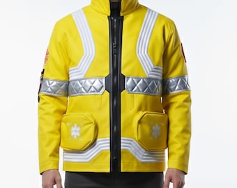 Cyberpunk 2077 David Martinez Yellow Leather Jacket - Leather Gaming/Anime Cosplay Jacket