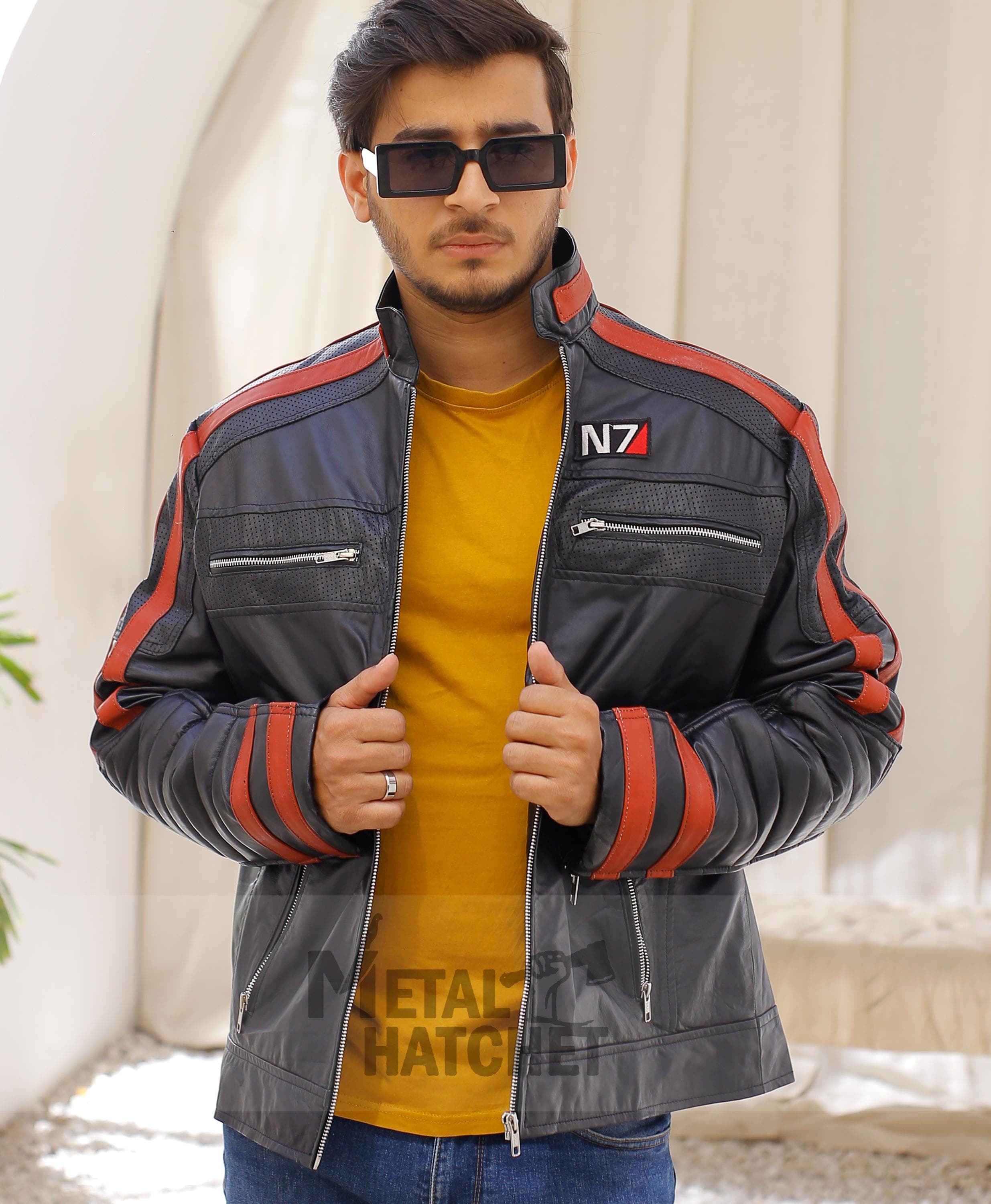 Mass Effect 3 N7 Cosplay Unisex Leather Jacket, Handmade Cosplay