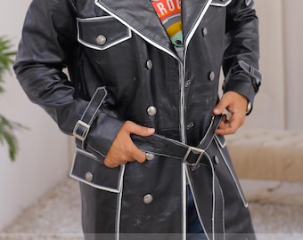 ヴィンテージ第二次世界大戦ミリタリーレザートレンチコート｜ベルトと