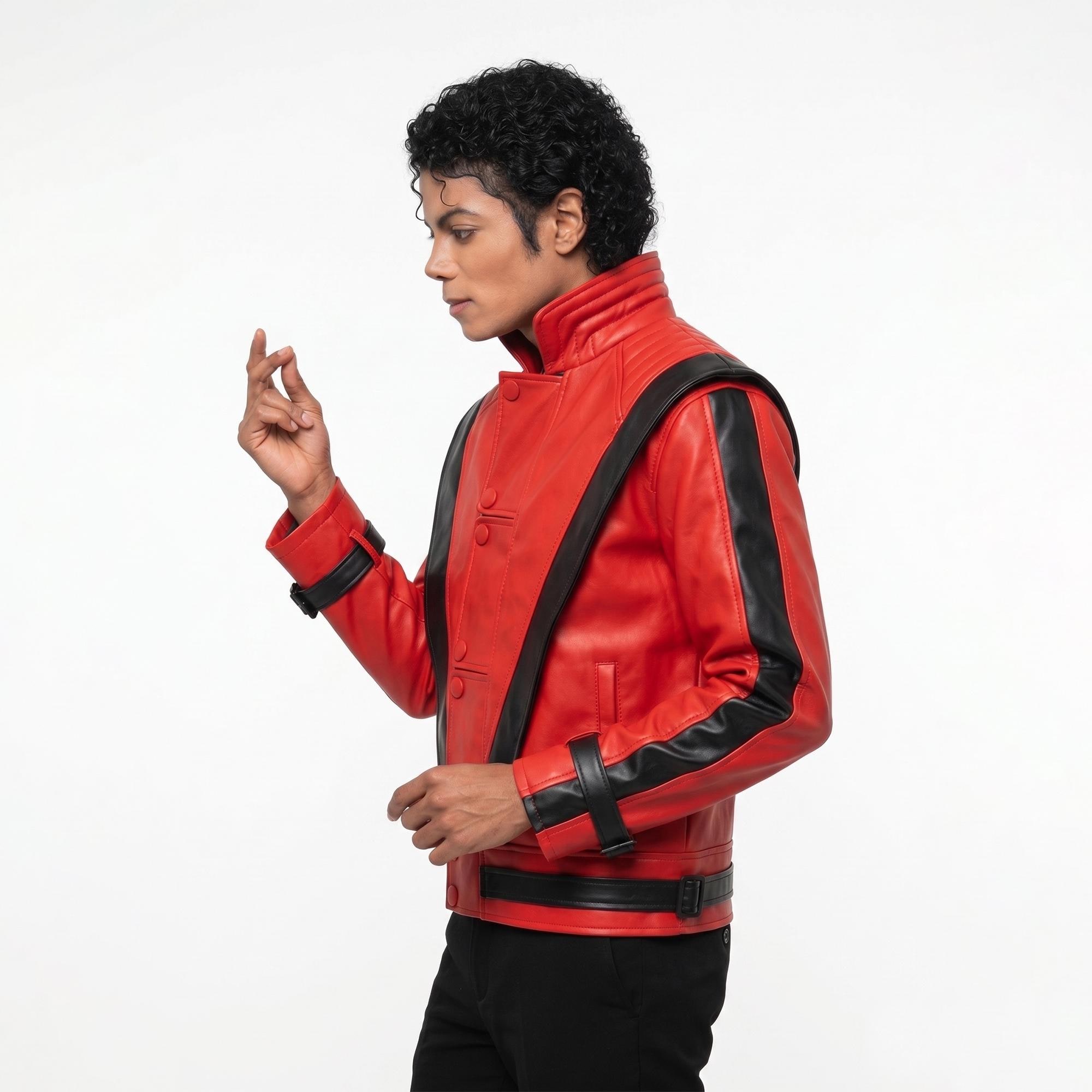 Michael Jackson Thriller Handmade Genuine Leather Cosplay Red