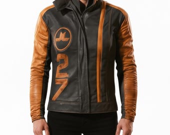 Arc Raiders Leather Jacket Cosplay - Embroidery Ryder Orange And Black Leather Jacket - Game Cosplay Jacket