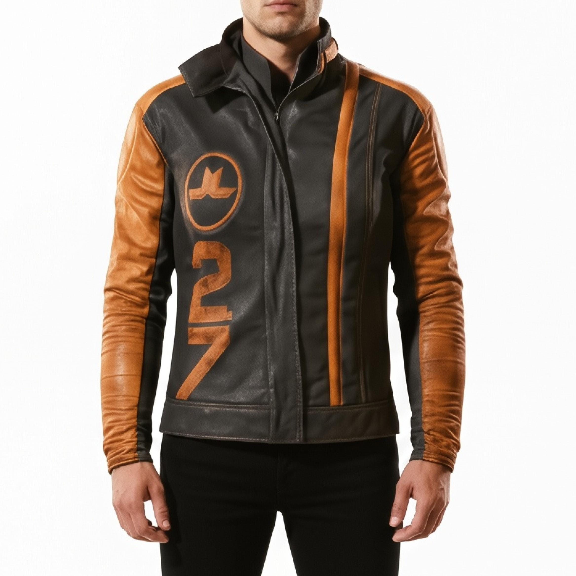Arc Raiders Leather Jacket Cosplay - Embroidery Ryder Orange and