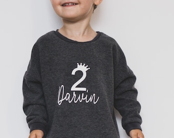 Birthday sweater for boys personalized - shirt for children individually for their birthday, anthracite size. 80-146