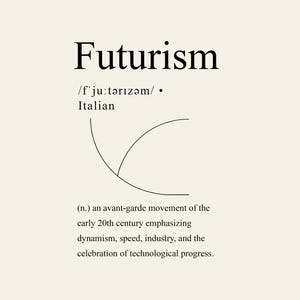 Poster Tipografico Futurismo – Stampa Minimalista con Cornice 21x30 cm | Movimento Artistico Moderno