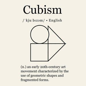 Poster Tipografico Cubismo – Stampa Minimalista Incorniciata 21x30 cm | Arte Moderna da Parete