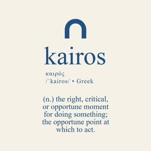 Poster Kairos – Stampa Tipografica Filosofica 21x30 cm con Cornice | Attimo Perfetto e Presenza Consapevole per Arredi Ispirati