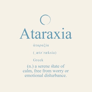Poster Tipografico Ataraxia – Stampa Minimalista Incorniciata 21x30 cm | Concetto Greco di Calma e Serenità
