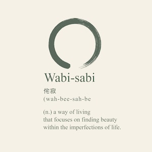 Poster Wabi-sabi – Stampa Tipografica Giapponese 21x30 cm con Cornice | Minimalismo Imperfetto per Interni Zen e Naturali