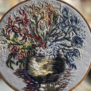 Flower hand Embroidery,modern embroidery,Wall Art,embroidery art