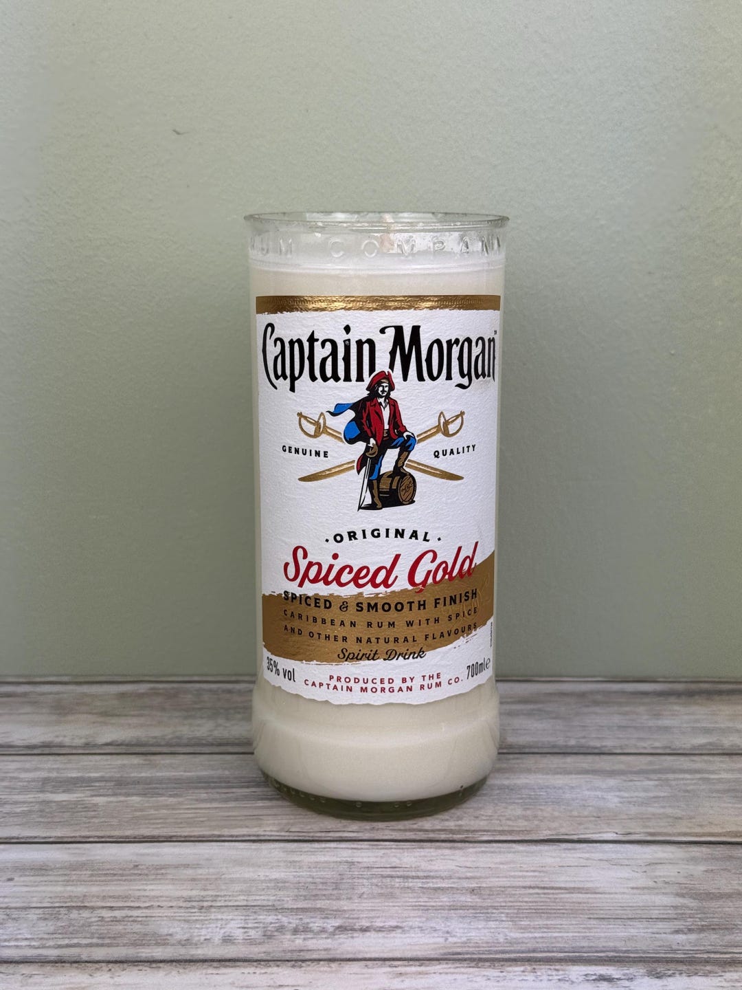 Morgan Cundle Captain Morgan Spiced Gold Bottle Candle Upcycled With Original Bottle ...