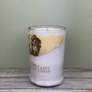 Buffalo Trace bottle candle upcycled with original bottle image 4