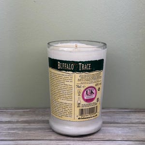 Buffalo Trace bottle candle upcycled with original bottle image 5