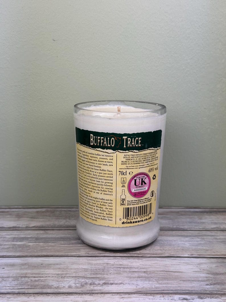 Buffalo Trace bottle candle upcycled with original bottle image 5