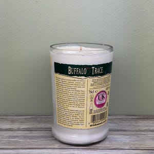 Buffalo Trace bottle candle upcycled with original bottle image 3