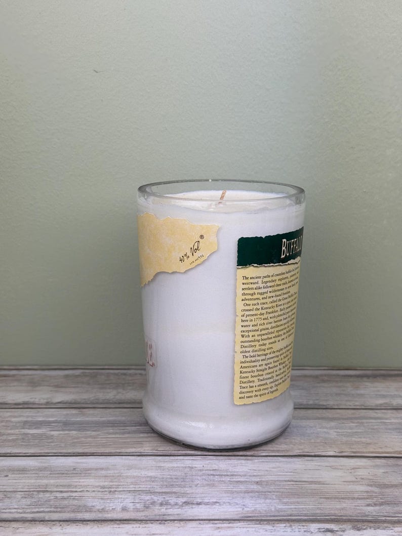 Buffalo Trace bottle candle upcycled with original bottle image 2