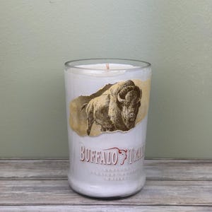 Buffalo Trace bottle candle upcycled with original bottle image 1