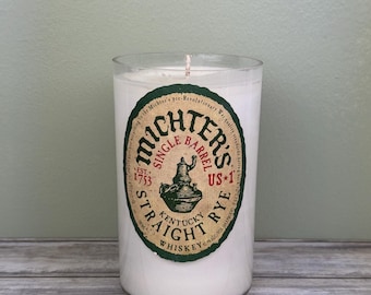 Michters bottle candle upcycled with original bottle