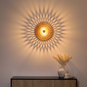 Wooden wall lamp, mandala, geometric shadow, shadow lamp, with E27 socket