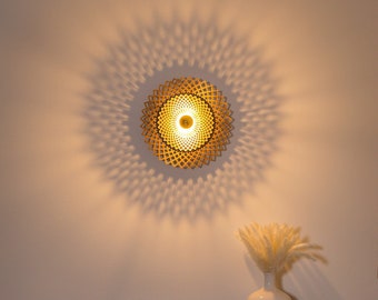 Applique en bois, mandala, ombre géométrique, lampe ombre, avec douille E27