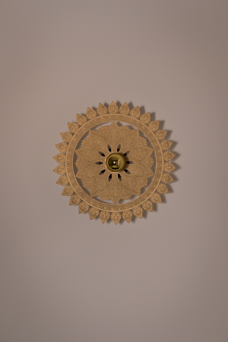 Mandala Wall Lamp Wooden Lamp Wall Decoration With Light Etsy
