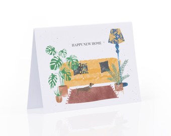 Dachshund New Home Card | Watercolor Greeting Card