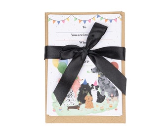 Dog Birthday Party Invitations | Watercolor Design, Recycled Card