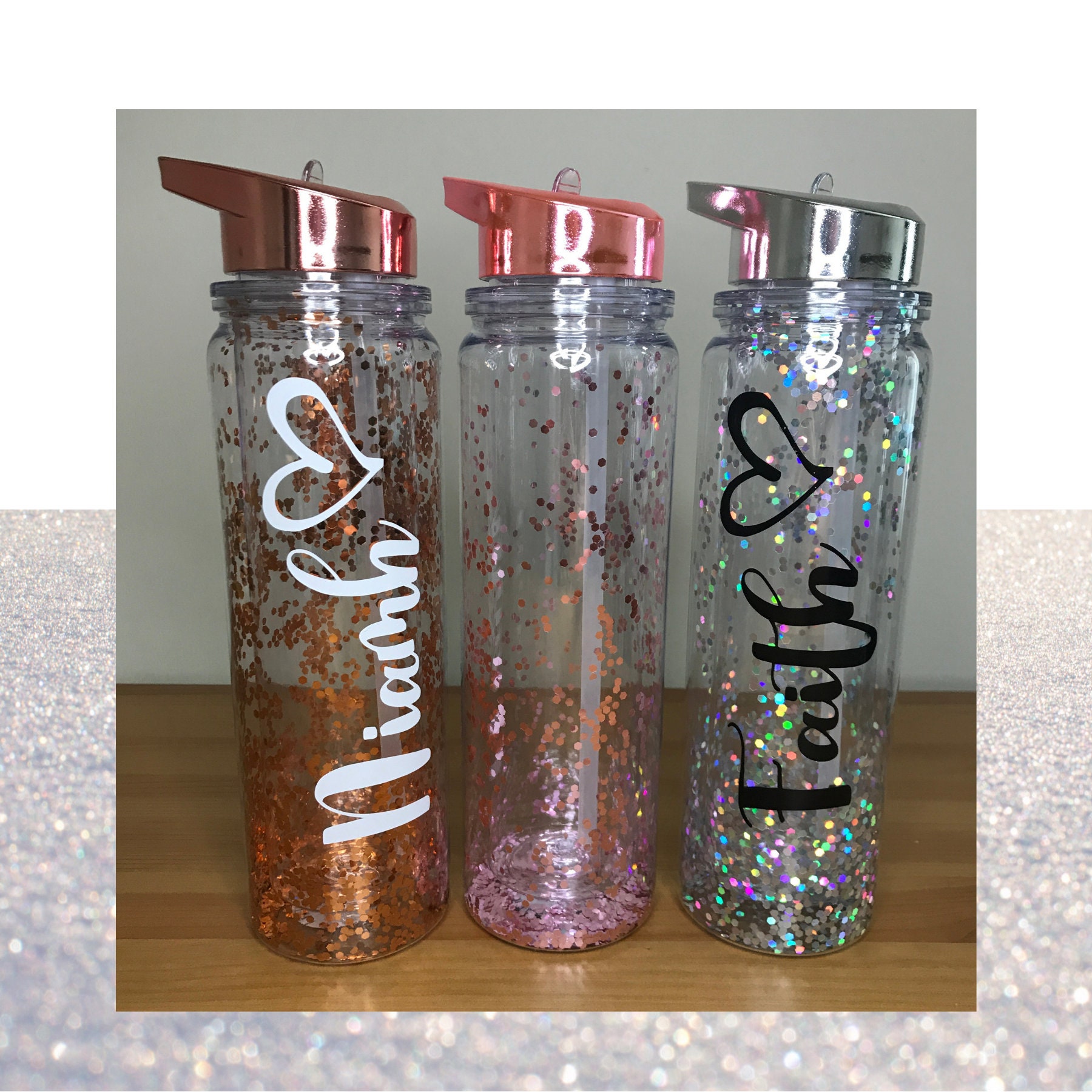 Personalised Glitter Water Bottle 500ml Perfect for School Etsy UK