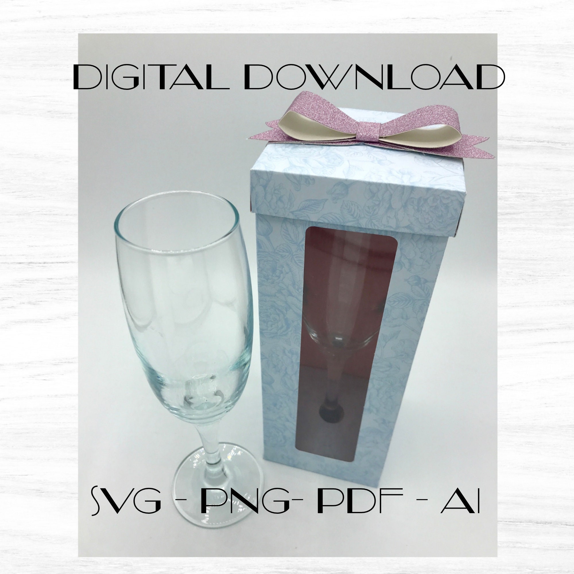 Champagne flute box SVG template Prosecco glass box SVG Etsy