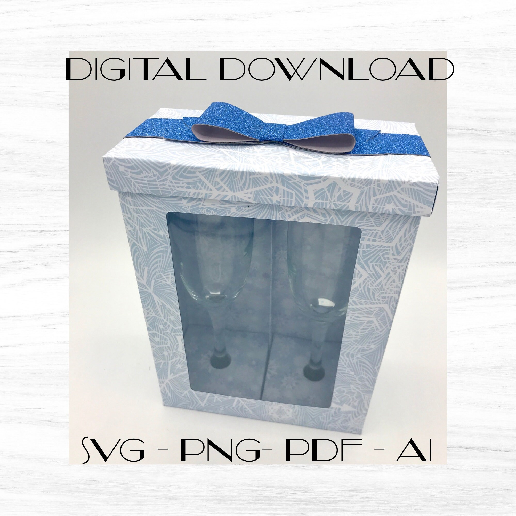 Double champagne flute box SVG template digital cutting file Etsy