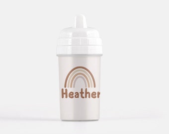 Personalized Custom Sippy Cup for Baby and Toddlers- Neutral Rainbow- BPA Free- 10oz