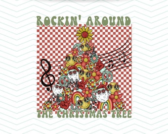 rockin around the christmas tree png | retro christmas png | sublimation design download | cute christmas png | Christmas instant download