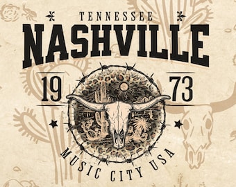 Nashville PNG, Nashville Shirt, Country Music, University Style, Desert Cowgirl, PNG, Western Sublimation, Music City Digital File, Retro