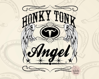 Honky Tonk Angel PNG, Retro Cowgirl Design (Instant Download)