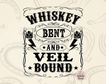 Whisky bent en sluier gebonden, png, retro cowgirl-ontwerp (digitale download)